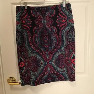 Adrianna papell pencil paisley skirt